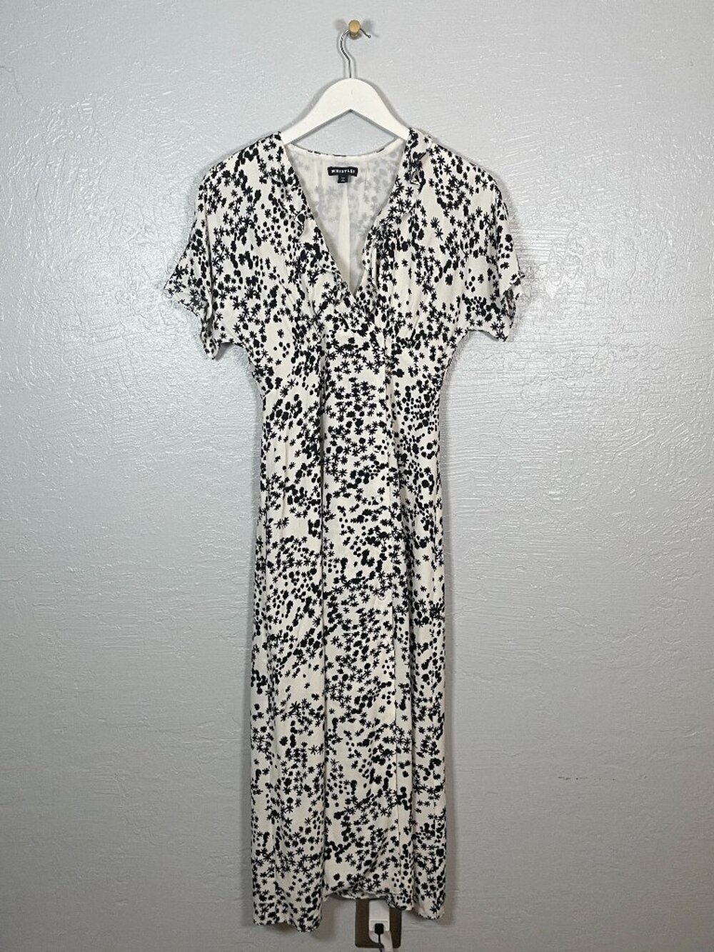 Whistles Women 4 White Black Floral Print Maxi Dress Button Front Ruffle Summer